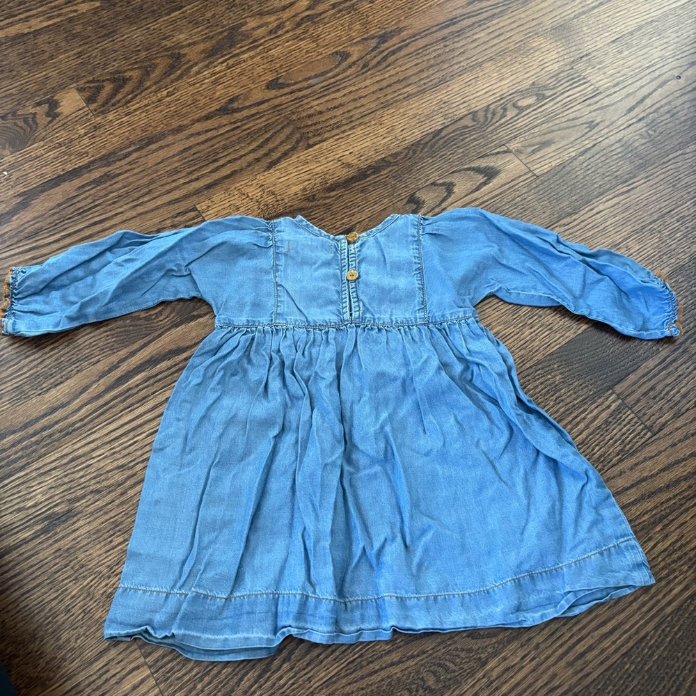 Pink Chicken Denim Dress with Floral Embroidery - Picture 2 of 3